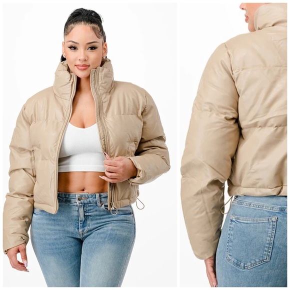 Jackets & Blazers - •All About the Puff• Faux Leather Puffer Jacket